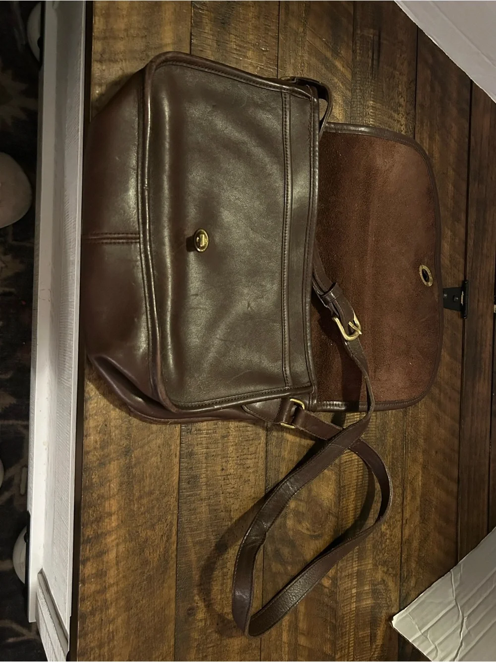 Vintage Coach City Bag 9790 Brown Leather Crossbody Shoulder Bag Made in Turkey